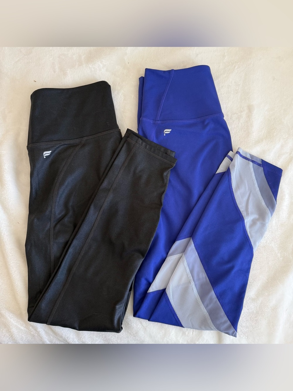 Fabletics Black & Royal Blue Performance Leggings Set of 2 - Small